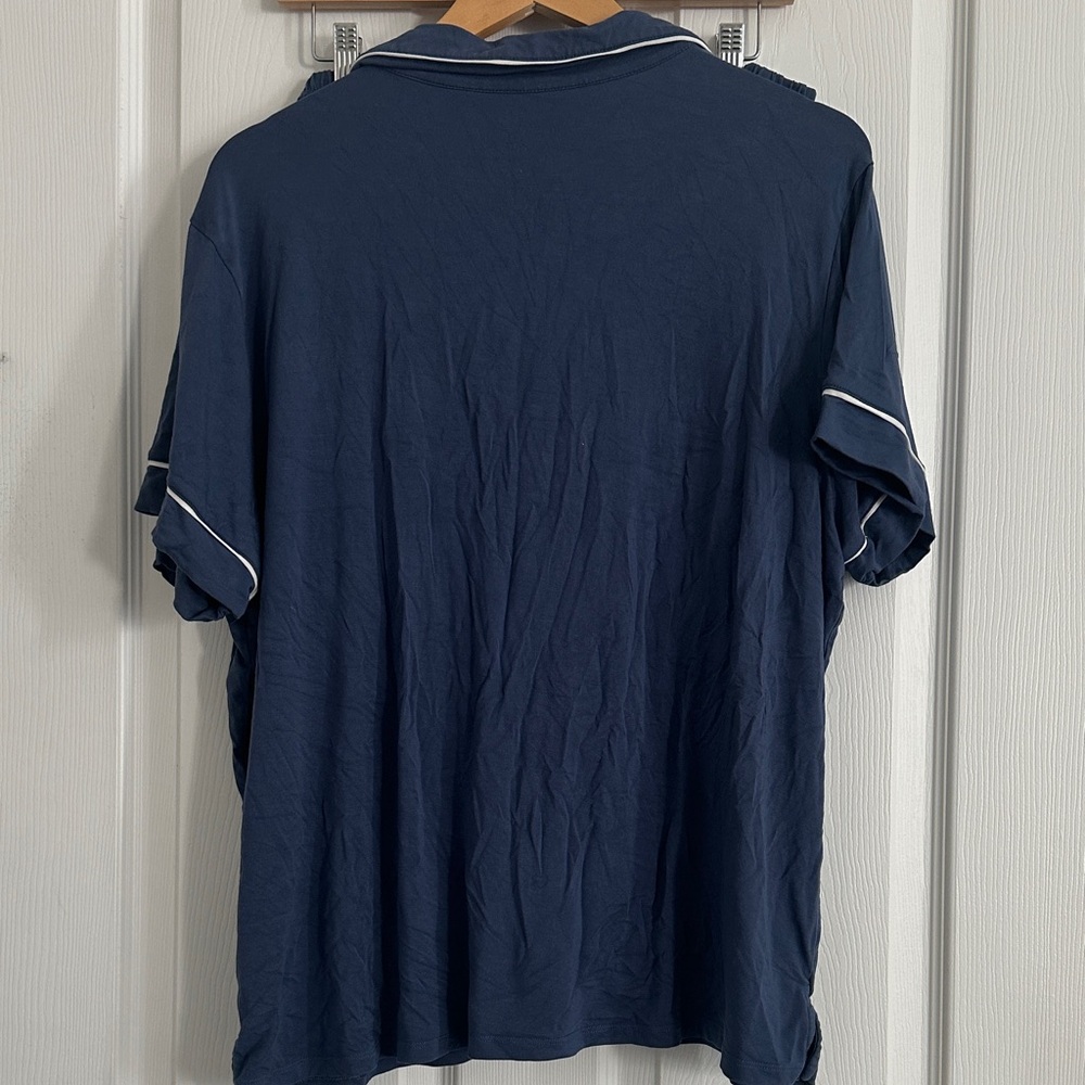 Little Sleepies Blue Button Down Pajama Shirt and Shorts - Picture 6 of 12
